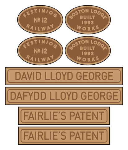 Ffestiniog Railway 'David Lloyd George' loco set plates