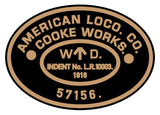 American Loco. Co. WDLR works plates