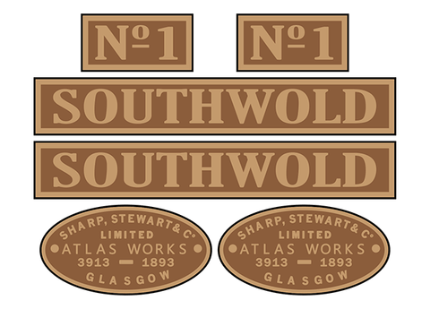 Southwold Railway No. 1 'Southwold' loco set plates