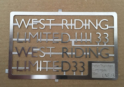 LNER "West Riding Limited" stainless steel characters
