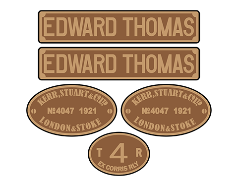 Talyllyn Railway 'Edward Thomas' loco set plates