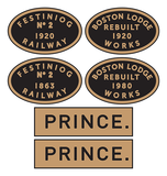 Ffestiniog Railway 'Prince' loco set plates