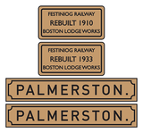 Ffestiniog Railway 'Palmerston' loco set plates