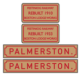 Ffestiniog Railway 'Palmerston' loco set plates
