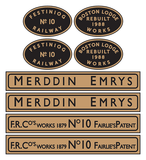 Ffestiniog Railway 'Merddin Emrys' loco set plates