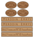 Ffestiniog Railway 'Merddin Emrys' loco set plates