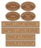 Ffestiniog Railway 'David Lloyd George' loco set plates