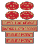 Ffestiniog Railway 'David Lloyd George' loco set plates