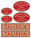 Ffestiniog Railway 'Taliesin' loco set plates