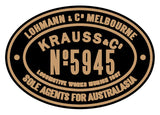 Krauss (Australian agent) works plates