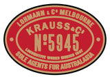 Krauss (Australian agent) works plates