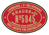 Krauss (Australian agent) works plates