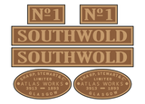 Southwold Railway No. 1 'Southwold' loco set plates