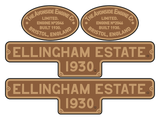 Avonside 'Ellingham Estate 1930' loco set plates