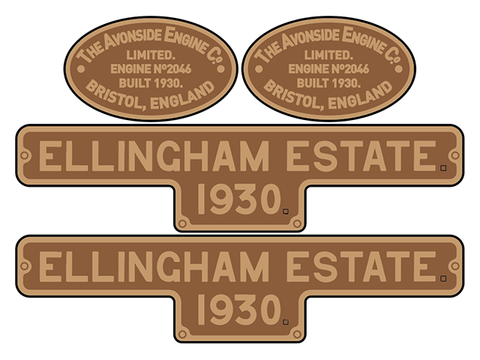 Avonside 'Ellingham Estate 1930' loco set plates