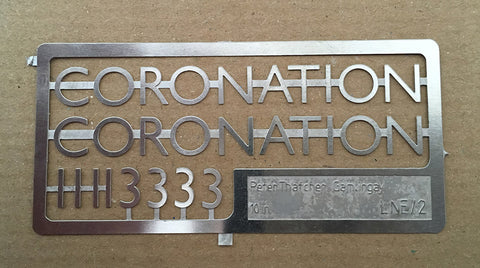 LNER "Coronation" stainless steel characters