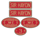 Talyllyn Railway 'Sir Haydn' loco set plates