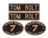 Talyllyn Railway 'Tom Rolt' loco set plates