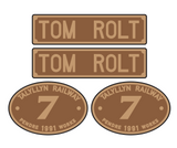 Talyllyn Railway 'Tom Rolt' loco set plates