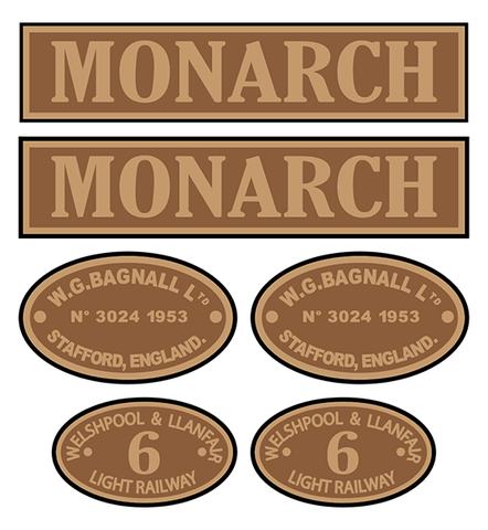 W&L 'Monarch' loco set plates