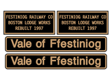 Ffestiniog Railway 'Vale of Ffestiniog' loco set plates