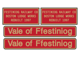 Ffestiniog Railway 'Vale of Ffestiniog' loco set plates