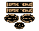 Talyllyn Railway 'Edward Thomas' loco set plates