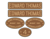 Talyllyn Railway 'Edward Thomas' loco set plates